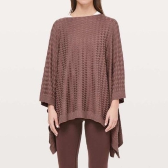 Lululemon Divinity Poncho Woven Spanish Oak Cashmere Blend Shawl Wrap Sweater - Picture 1 of 9
